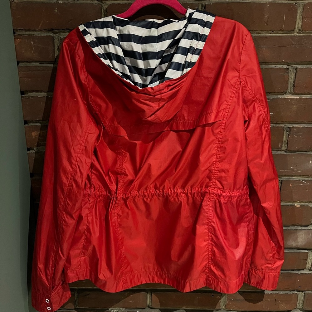 Splendid Red Rain Jacket W/ Striped Interior Size L